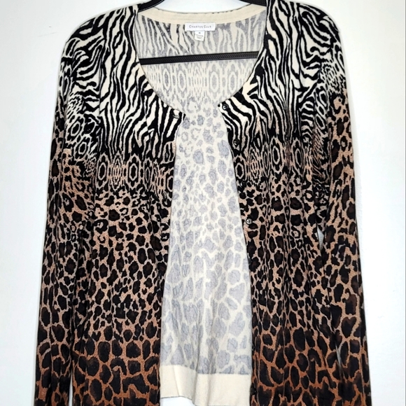 Brown Animal Print Button Cardigan - Picture 8 of 9